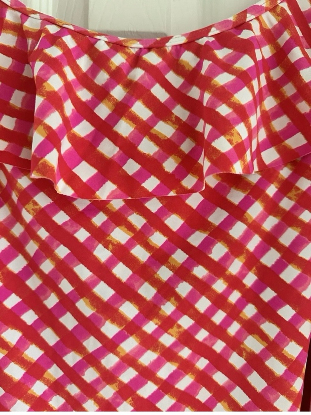 Gingham Ruffled Off-The-Shoulder Cover-Up Dress - Picture 2 of 5